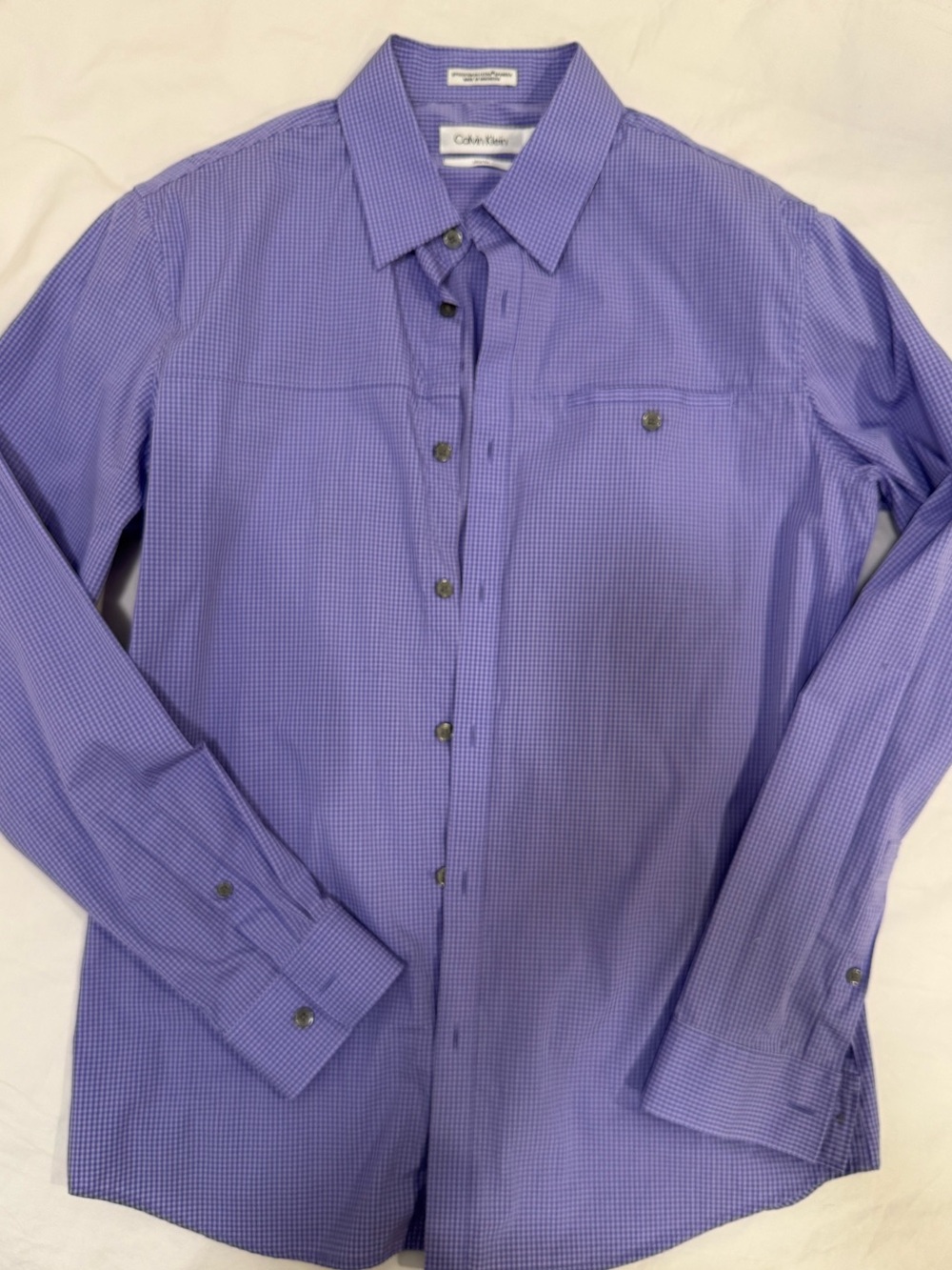 Calvin Klein Men’s Lavender Check Long-Sleeve Button-Up Shirt